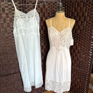 Vanity Fair & Fantasy vintage lingerie slip dress pink white NWT Lace Chemise